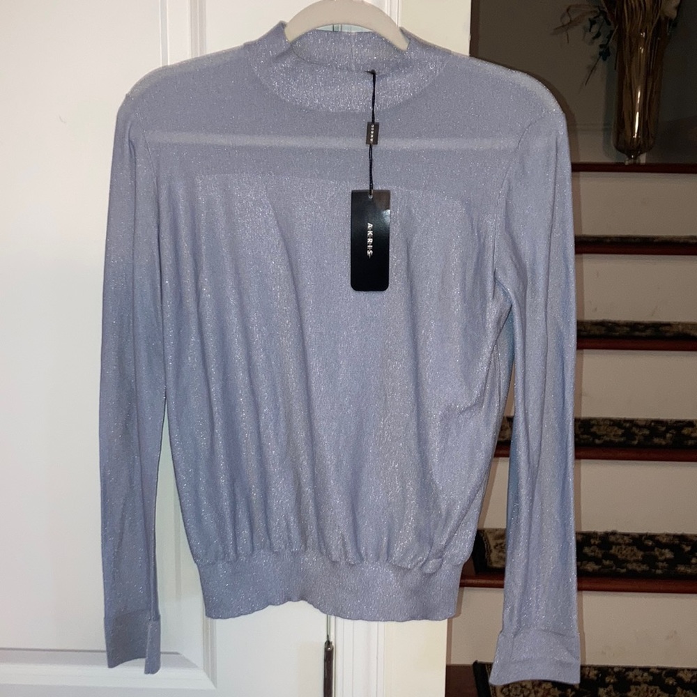Silk Lurex Fine Gauge Mockneck Sweater